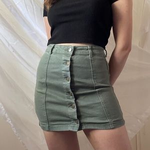 Forever21 army green button up mini skirt